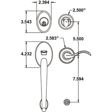 EAGH100CLPVDUS3 Rockwell Premium Winslow Solid Brass Single Cylinder Entry Door Handleset in Lifetime Brass Finish